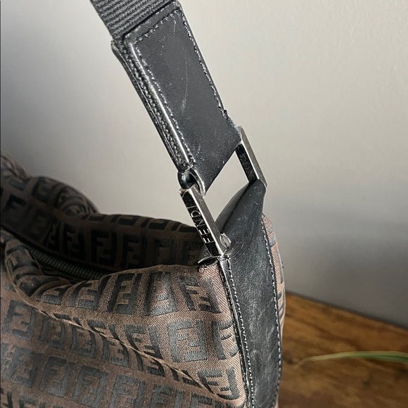Fendi Brown FF Monogram Shoulder Bag with Black Strap - Picture 8 of 16